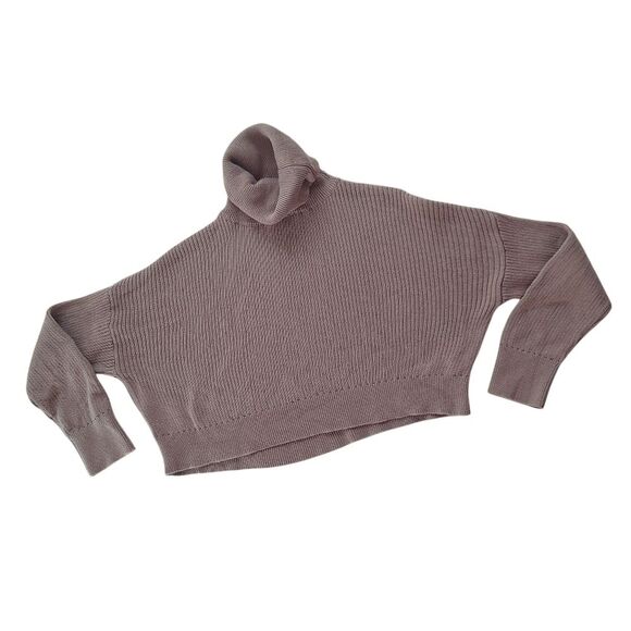 TCEC Crop Turtleneck Sweater Rust Brown Cotton L - Picture 5 of 13